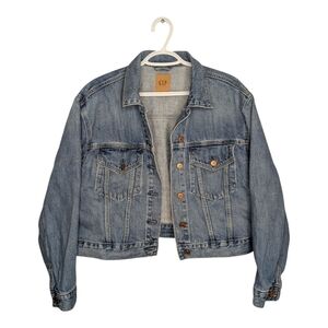 GAP Large Cropped Denim Jean Button Down Jacket